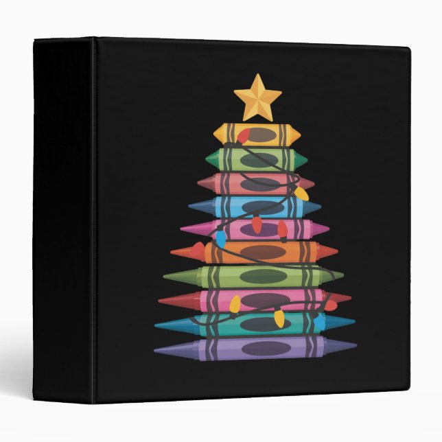 Christmas Tree Made of Crayons School Teacher Life Binder (Front/Spine)