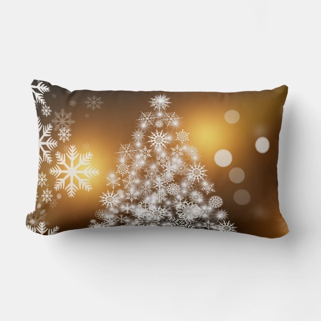 Christmas Tree Made of Snowflakes Lumbar Pillow (Front)