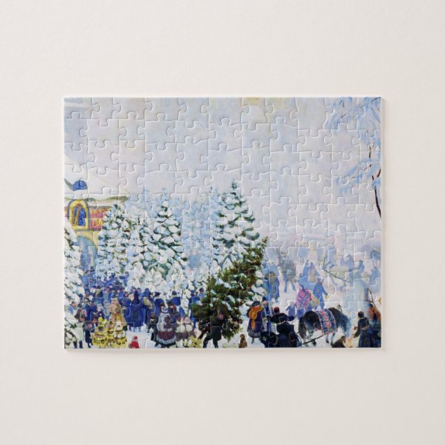 Christmas Tree Market in Russia (Boris Kustodiev) Jigsaw Puzzle (Horizontal)