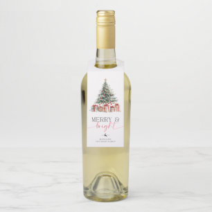 Christmas Tree Merry and Bright Gift Bottle Tag