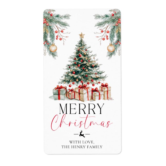 Christmas Tree Merry Christmas Gift Sticker (Devant)