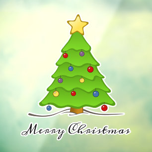 Christmas Tree Merry Christmas   Holiday  Window Cling
