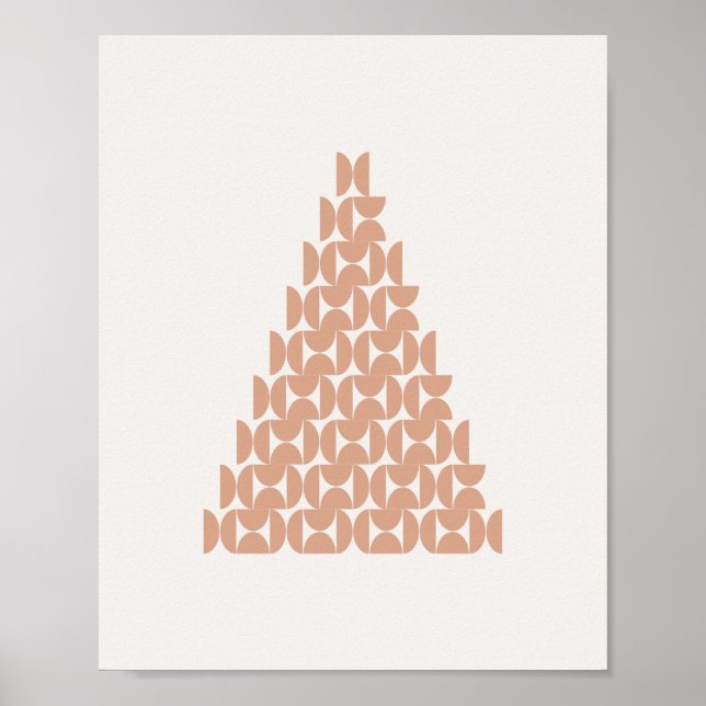 Christmas Tree Mid Century Modern Beige Poster (Front)