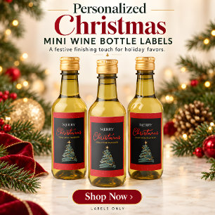 Christmas Tree Mini Wine Bottle Label