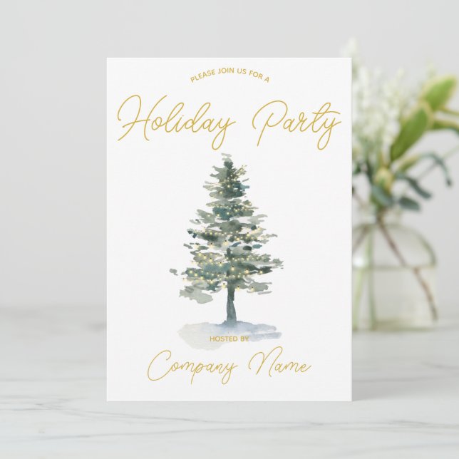 Christmas Tree Minimalist Corporate Holiday Party Invitation (Standing Front)
