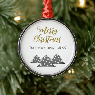 Christmas Tree Minimalist Festive Family Metal Ornament