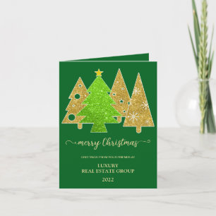 Christmas tree Minimalist Gold glitter gift Holiday Card
