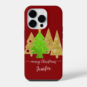 Christmas tree minimalist gold glitter gift iPhone 14 pro case