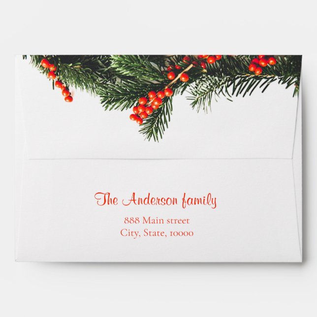 Christmas Tree Mistletoe Winter Holidays Envelope (Back (Top Flap))