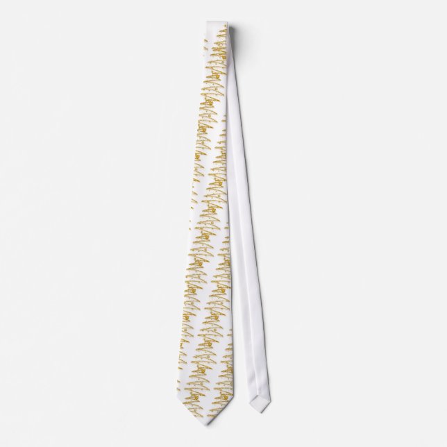 Christmas tree modern gold mens Xmas party Tie (Front)