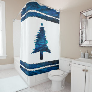 Christmas Tree Modern Holiday Pattern Blue