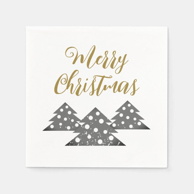Christmas Tree Modern Minimalist Family Holiday Napkin (Front)