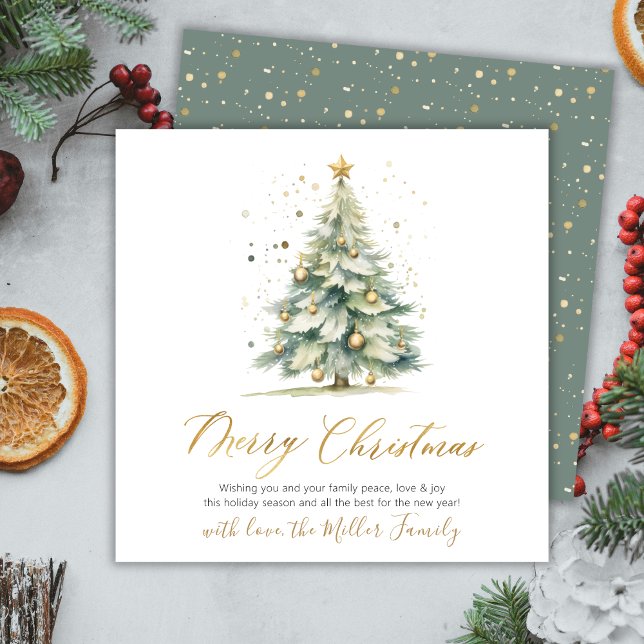 Christmas Tree Modern Script Non Photo Christmas Holiday Card (Creator Uploaded)
