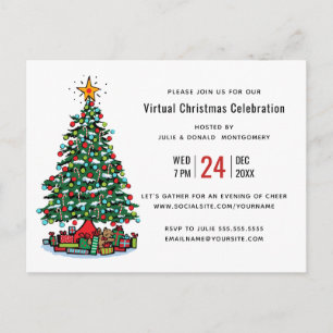 Christmas Tree Modern Virtual Holiday Party Invitation Postcard