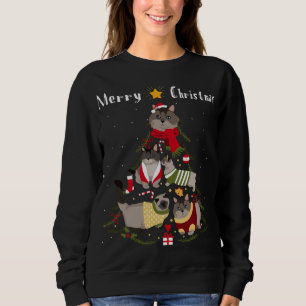 Christmas Tree Munchkin Cat Lover Xmas Cat Owner Sweatshirt