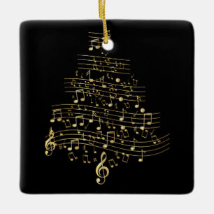 Christmas Tree Music Note Musician Mother Gift Ceramic Ornament