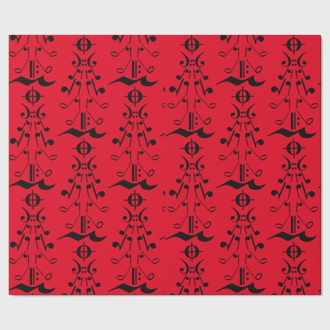 Christmas Tree - Music Notes and Symbols Wrapping Paper (Seam)