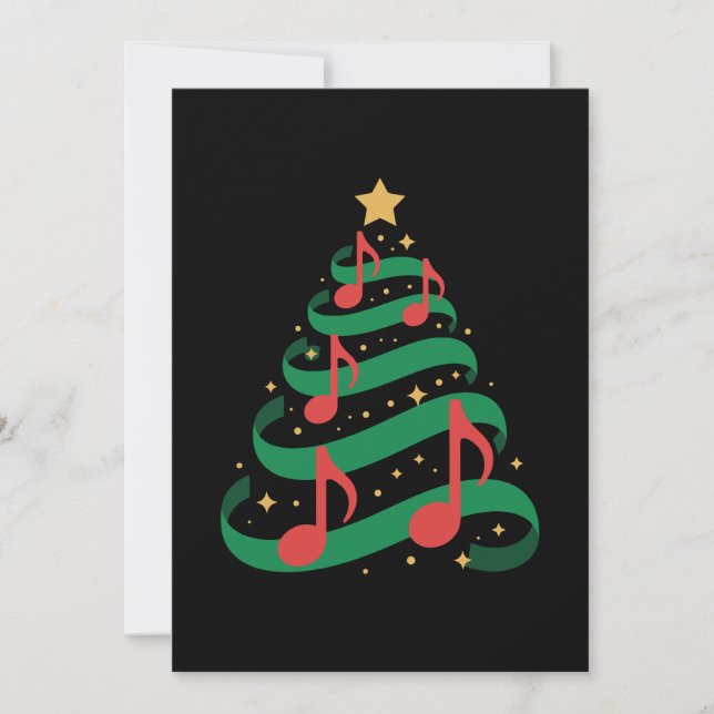 Christmas Tree Music Notes Star Xmas Melody Invitation (Front)