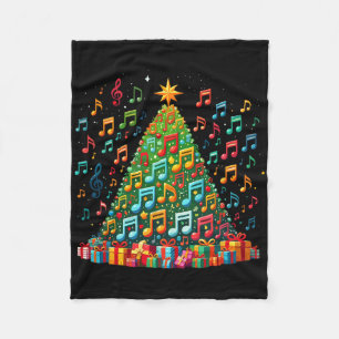 Christmas Tree Musical Note Music Teacher Musician Fleece Blanket