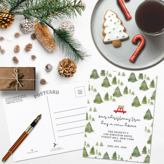 Christmas Tree New Home Moving Announcement Postcard (Creator Uploaded)