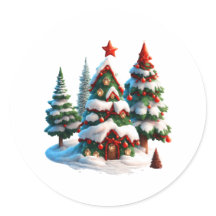 Christmas tree, new year stickers, art Christmas