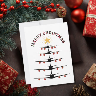 Christmas Tree of Airplanes, Minimalist Photo Holiday Card