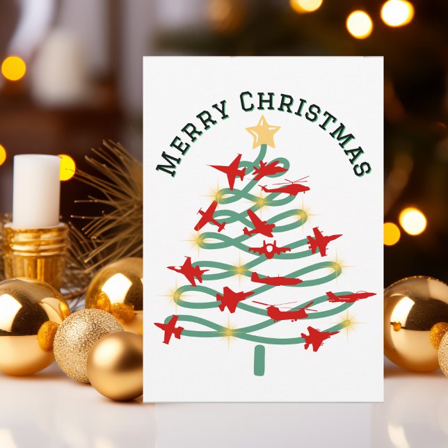 Christmas Tree of Airplanes, Minimalist Photo Holiday Card (Creator Uploaded)