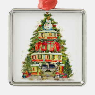 CHRISTMAS TREE OF CAMPER VANS METAL ORNAMENT