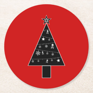 Christmas Tree of DOOM Round Paper Coaster
