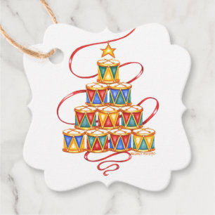 Christmas Tree of Drums Gift Tags Favour Tags