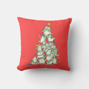Christmas Tree of Kitties by Sandra Boynton Throw  Pillow