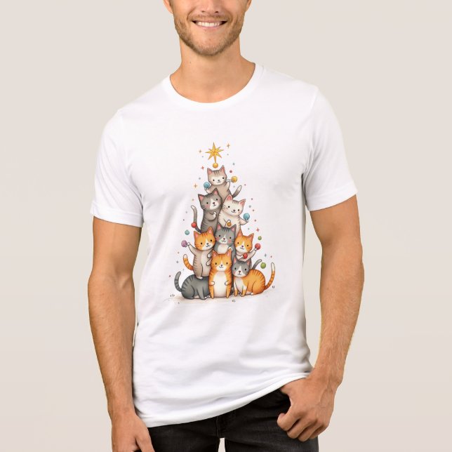 Christmas Tree of Kitties by Sandra Boynton Tri-Blend Shirt (Front)