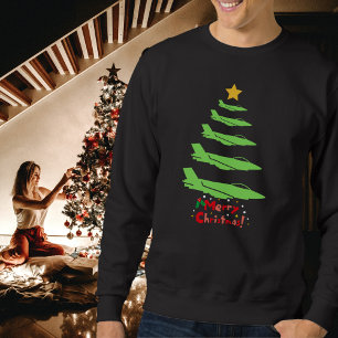 Christmas tree of military airplanes Fun Sweatshirt