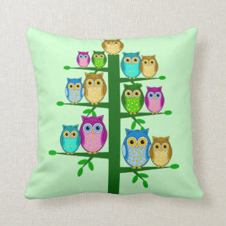 Christmas tree of owls throw pillow