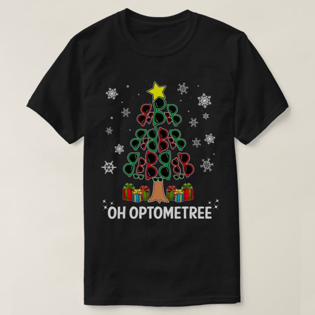 Christmas Tree Oh Optometree Optometry Glasses Des T-Shirt (Design Front)