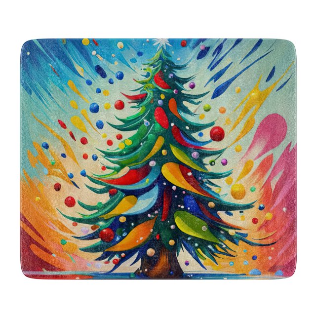 Christmas tree oil painting cutting board (Front)