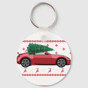 Christmas Tree Oldtimer Car Xmas Ugly Sweater Pull Keychain