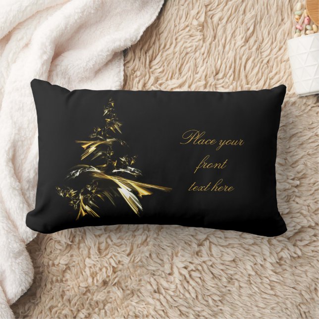 Christmas Tree on Black 001 Lumbar Pillow (Blanket)