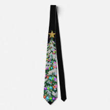 Christmas Tree on Black - Men’s Necktie