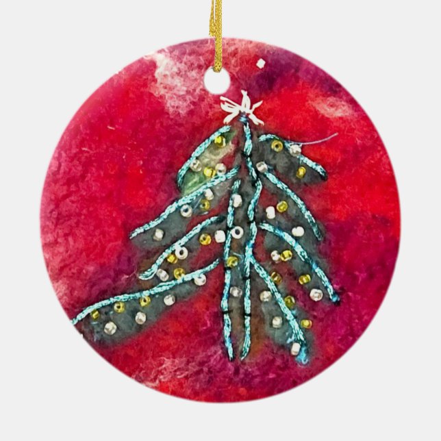 Christmas Tree on ceramic circle ornament (Back)