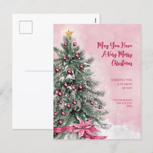 Christmas Tree on Pink Postcard