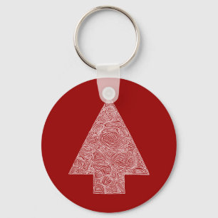 Christmas Tree on Red Keychain