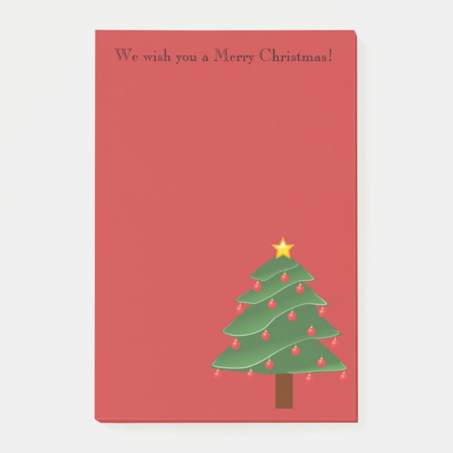 Christmas Tree on Red Personalized Post It Note (Front)