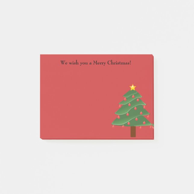 Christmas Tree on Red Personalized Post It Note (Front)