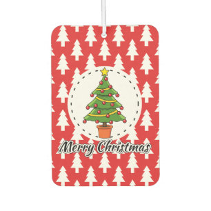 Christmas Tree on Red Pines Pattern - Merry Xmas Air Freshener