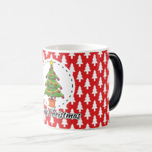 Christmas Tree on Red Pines Pattern - Merry Xmas Magic Mug