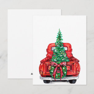 christmas tree on truck holiday card