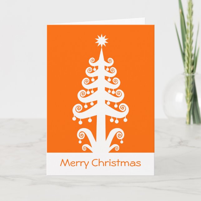 Christmas Tree - Orange Holiday Card (Front)