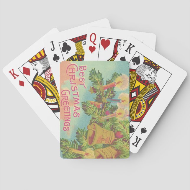 Christmas Tree Ornament Bell Candle Playing Cards (Back)