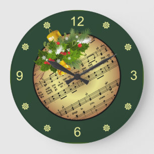 Christmas Tree Ornament ~ Bell & Mistletoe ~  Large Clock